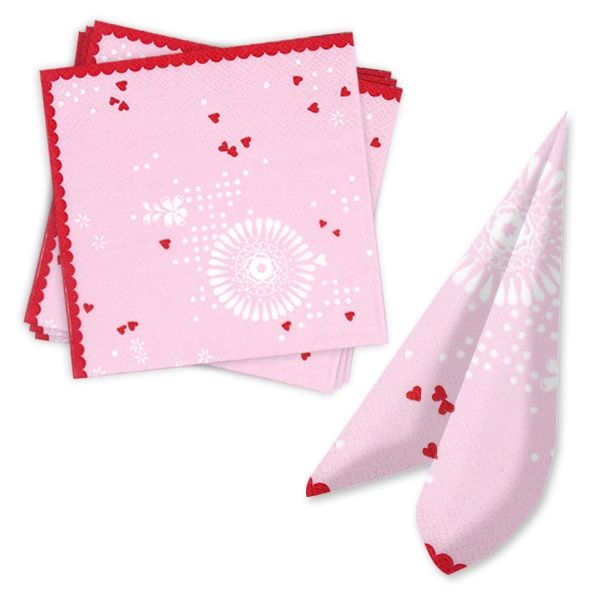 Prinzessin Servietten in Rosa mit kleinen roten Herzen, 20 Stück Prinzessin Servietten in Rosa mit kleinen roten Herzen, 20 Stück von Haza Groep B.V.