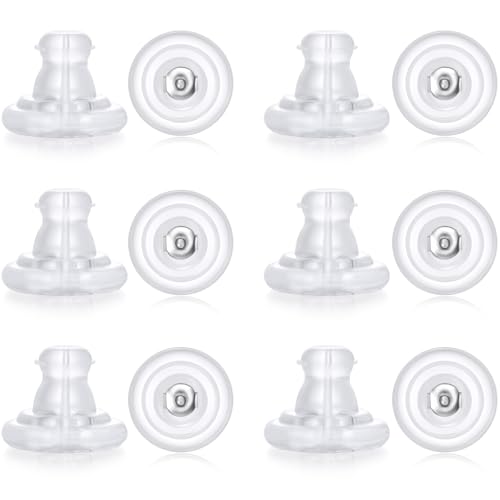 12 Stück große Silikon-Ohrring-Verschlüsse, 18 Karat vergoldete Ohrring-Verschlüsse, Ersatz für Ohrstecker, schwere Hänge-Ohrringe, hypoallergen, keine Reizung, sicher, Weiß 12 Stück große Silikon-Ohrring-Verschlüsse, 18 Karat vergoldete Ohrring-Verschlüsse, Ersatz für Ohrstecker, schwere Hänge-Ohrringe, hypoallergen, keine Reizung, sicher, Weiß von Hazifes