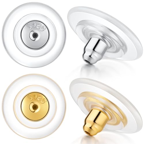 12 mm große Ohrring-Verschlüsse, 925er-Sterlingsilber, Ersatz-Ohrring-Verschlüsse, 18 Karat Gold, Ersatz für Ohrstecker, schwere Hänge-Ohrringe, hypoallergen, keine Reizung, sicher, mehrfarbig von Hazifes