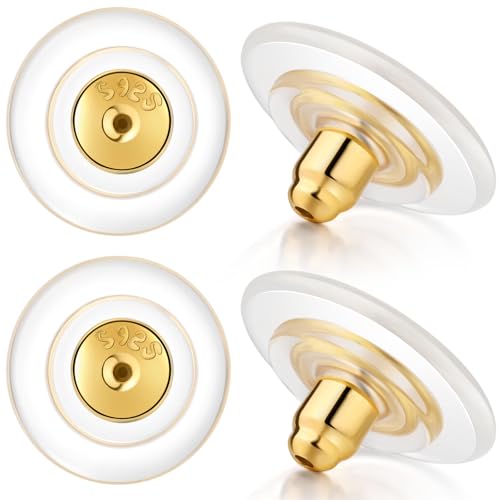 12 mm große Ohrring-Verschlüsse, 925er-Sterlingsilber, Ersatz-Ohrring-Verschlüsse, 18-karätiges Gold, Ersatz für Ohrstecker, schwere Hänge-Ohrringe, hypoallergen, reizfrei, sicheres Gold von Hazifes