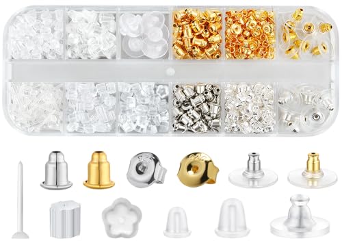 Ohrring-Verschlüsse für Ohrstecker, transparente Kunststoff-Ohrringe, hypoallergen, Metall, Gummi, Silikon, Ohrring-Verschlüsse, Kugelkupplung, Ersatz-Kits für Fischhaken, Ohrstecker, 12 Stile, 600 Ohrring-Verschlüsse für Ohrstecker, transparente Kunststoff-Ohrringe, hypoallergen, Metall, Gummi, Silikon, Ohrring-Verschlüsse, Kugelkupplung, Ersatz-Kits für Fischhaken, Ohrstecker, 12 Stile, 600 von Hazifes