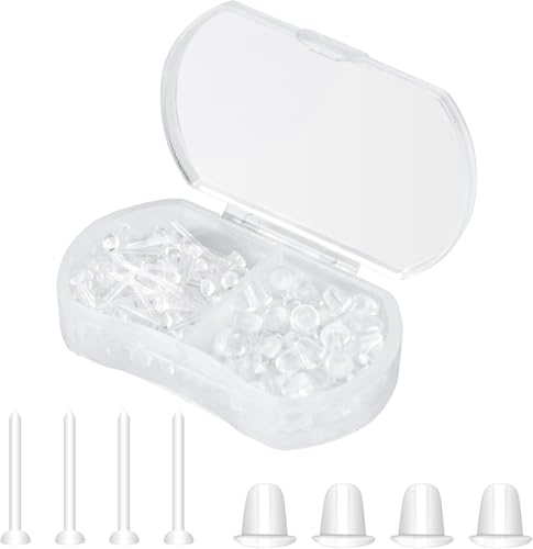 Transparente Ohrringe für Sport/Arbeit, 3 mm Kunststoff-Ohrringe für empfindliche Ohren, unsichtbare transparente Ohrstecker, 100 Paar Ohrring-Verschlüsse und leere Stecknadeln (100 Stück/50 Paar) Transparente Ohrringe für Sport/Arbeit, 3 mm Kunststoff-Ohrringe für empfindliche Ohren, unsichtbare transparente Ohrstecker, 100 Paar Ohrring-Verschlüsse und leere Stecknadeln (100 Stück/50 Paar) von Hazifes