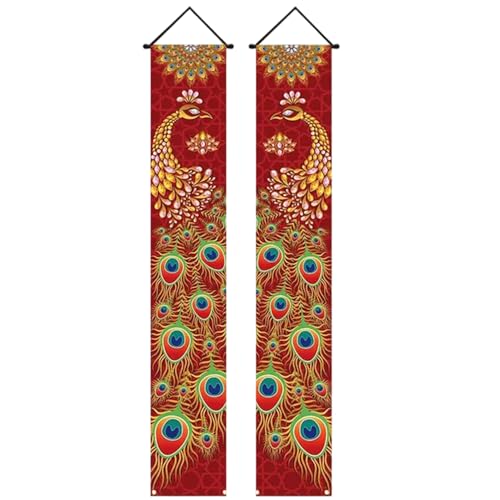 2pcs Diwali Dekorationen für Hauslebende Peacock Veranda Banner 71 x 12 Zoll Indian Wall Hanging Festival Dekor für Innenhome Partyfoto -Foto -Requisiten im Freien von Hbbgdiy