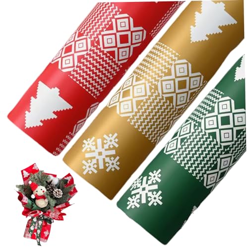 3 Rolls Weihnachtspapier mit Rentier Weihnachtsbaum und Schneeflocken Muster, Vintage -Wrap -Papier für Handwerksprojekte DIY Dekorationstischbedeckungen 3 Rolls Weihnachtspapier mit Rentier Weihnachtsbaum und Schneeflocken Muster, Vintage -Wrap -Papier für Handwerksprojekte DIY Dekorationstischbedeckungen von Hbbgdiy