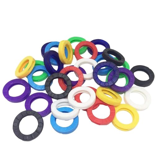 40pcs Schlüsselkappen Elastische Kunststoff -Schlüsselabdeckungen mit zufälligen Farben, 1 -Zoll -Runde und Markierungen für Büro, Zuhause, Einzelhandelsgeschäft, Lagergebrauch von Hbbgdiy