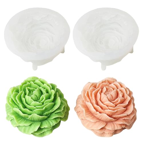 Blumenformen Silikon, 2pcs 3D -Pfingstrose -Simulationsseife, perfekt für Kuchen, Cupcake, Gelee Süßigkeiten, Schokolade, Handwerk Blumenformen Silikon, 2pcs 3D -Pfingstrose -Simulationsseife, perfekt für Kuchen, Cupcake, Gelee Süßigkeiten, Schokolade, Handwerk von Hbbgdiy