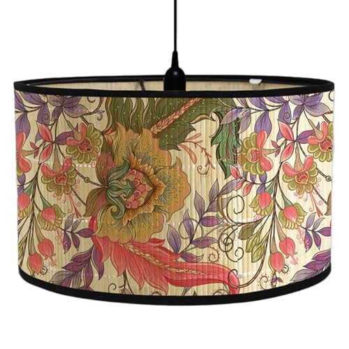 Boho -Lampenschatten, Blumenmusterlampenschirme für E27, exquisite 12 x 12 x 8 Zoll Barrel Lampenschirme für Tischlampe, Deckenlampe und Vintage -Wohnkultur von Hbbgdiy