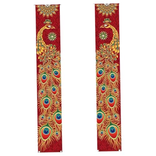 Diwali Banner 71x12 Zoll Happy Diwali Türschild 1 Paar Pfauen Veranda Banner Aufhängen Rollen pulsierende Dekorationen für heimische Innenräume Outdoor Festival Party Dekor von Hbbgdiy