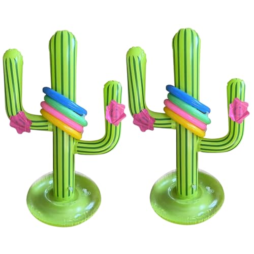 Hbbgdiy Pool -Party -Spiele, 2PCS PVC aufblasbare Kakteen mit 8 aufblasbaren Ringen und 1 Luftpumpe für Sommerpool -Strandpartyzubehör von Hbbgdiy