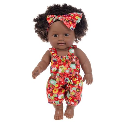 Hbbgdiy Schwarze Babypuppen, 12 Zoll bewegliche Joint Afroamerikaner Babypuppe, realistische Puppe mit lockigem Haar und tragbare Kleidung simuliert für Kindergeschenke, rot Hbbgdiy Schwarze Babypuppen, 12 Zoll bewegliche Joint Afroamerikaner Babypuppe, realistische Puppe mit lockigem Haar und tragbare Kleidung simuliert für Kindergeschenke, rot von Hbbgdiy