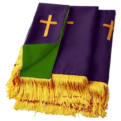 Hbbgdiy Set von 3 Reversible Church -Paraments umfasst Purpletable Runner, Lesezeichen und Kanzelschal mit Goldkreuz, Kommunion -Tischtücher für Kirchen und Gottesdienst, lila Hbbgdiy Set von 3 Reversible Church -Paraments umfasst Purpletable Runner, Lesezeichen und Kanzelschal mit Goldkreuz, Kommunion -Tischtücher für Kirchen und Gottesdienst, lila von Hbbgdiy