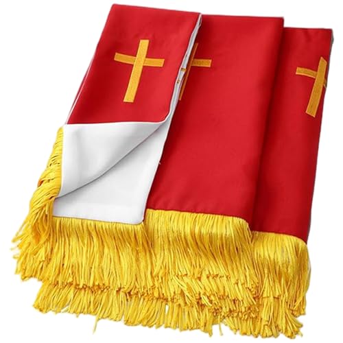 Hbbgdiy Set von 3 Reversible Church -Paraments umfasst rote Tischläufer, Lesezeichen und Kanzelschal mit Goldkreuz, Kommunion -Tischtücher für Kirchen und Gottesdienste, rot Hbbgdiy Set von 3 Reversible Church -Paraments umfasst rote Tischläufer, Lesezeichen und Kanzelschal mit Goldkreuz, Kommunion -Tischtücher für Kirchen und Gottesdienste, rot von Hbbgdiy