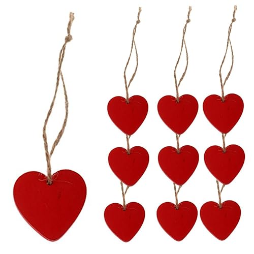 Holzherzen zum Handwerk, 1, 6x1, 6 Zoll Holzherzen -Tags mit Fäden, 10pcs leere Ausschnittshandwerksschilds für die gegenwärtige Geschenkhandwerkdekoration von Hbbgdiy