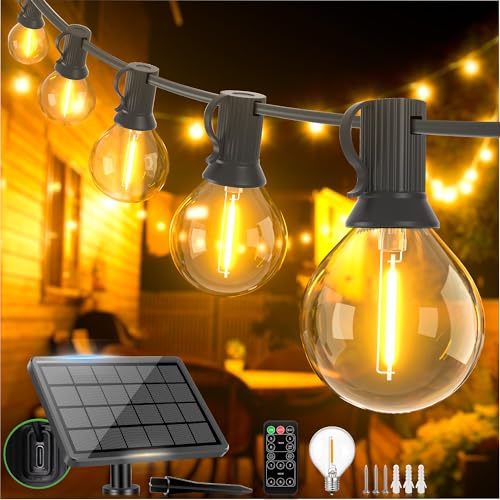 Hcnew Lichterkette Außen Solar, 10M 32FT G40 LED Outdoor Solarlichterkette 6 Modi mit Wetterfest G40 Glühbirne IP44 Wasserdich Aussen Lichterketten für Balkon Garten Pavillon Terrasse Vorzelt Hcnew Lichterkette Außen Solar, 10M 32FT G40 LED Outdoor Solarlichterkette 6 Modi mit Wetterfest G40 Glühbirne IP44 Wasserdich Aussen Lichterketten für Balkon Garten Pavillon Terrasse Vorzelt von Hcnew