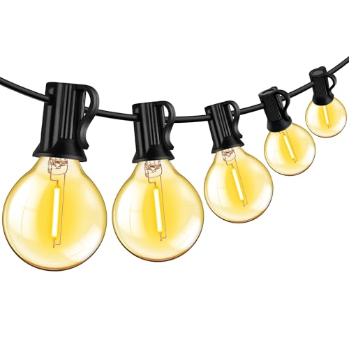 LED Lichterkette Außen, 15M/50FT 25+1 G40 Glühbirne Lichterkette Birnen Wasserdichte Innen Outdoor Lichterketten für Garten, Party, Terrasse, Hochzeiten, Zimmer, 2200K Warmweiß von Hcnew