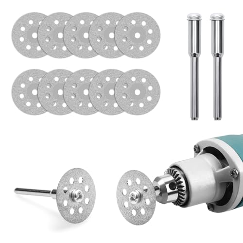 Hcunbsu 10 Stück Diamant Trennscheibe, 22 mm Diamantscheibe mit 2 Stück 3 mm Dorn, Diamant Schleifscheibe Zubehör, für Rotationswerkzeug, Fliese, Glas, Stein, Holz Hcunbsu 10 Stück Diamant Trennscheibe, 22 mm Diamantscheibe mit 2 Stück 3 mm Dorn, Diamant Schleifscheibe Zubehör, für Rotationswerkzeug, Fliese, Glas, Stein, Holz von Hcunbsu