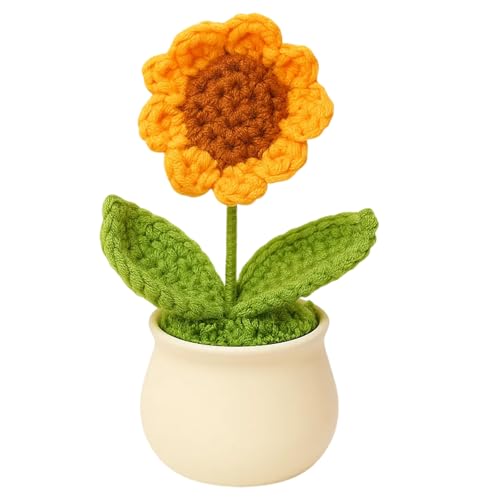 Gehäkelte Blumen Sonnenblume, Künstliche Sonnenblumen Für Büro Dekoration Und Blumen Geschenk, Handgemachte Häkelblumen Für Zuhause Und Auto, Stoffblumen Als Motivationsgeschenk von HcvGcm