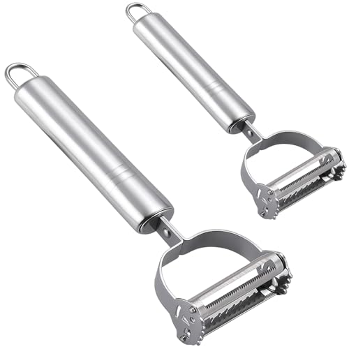 Multifunktions GemüseschäLer, 2 Stück Gemüseschäler Streifen, Edelstahl SchäLer GemüSe, Ideal Für Salate Und Nudeln, 17,5 cm Länge, Schäler Streifen Modernes Design von HcvGcm