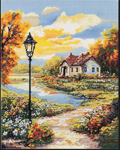 Hdfvlfdsa 11Ct Gestempelte Kreuzstich-Sets, Landschaft 40X50Cm Diy Cross Stitch Stickpackung Craft Handarbeiten Vorgedruckter Stickerei-Starter-Kit Für Anfänger von Hdfvlfdsa