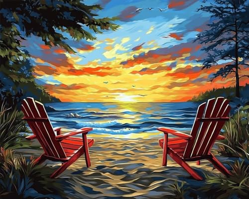 Hdfvlfdsa 11Ct Gestempelte Kreuzstich-Sets, Sonnenuntergang 60x80cm Diy Cross Stitch Stickpackung Craft Handarbeiten Vorgedruckter Stickerei-Starter-Kit Für Anfänger von Hdfvlfdsa