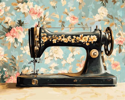 Hdfvlfdsa 11Ct Kreuzstich Set Vorgedruckt, Vintage Nähmaschine 60x80cm Kreuzstich Stickpackungen Diy Stickerei Set Gestempelt Erwachsene Anfänger von Hdfvlfdsa