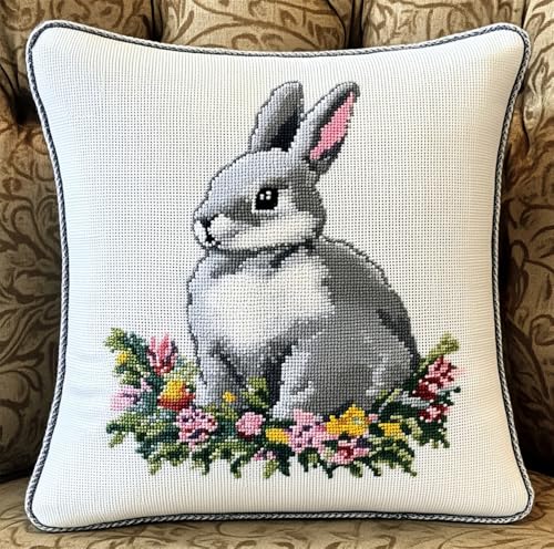 Hdfvlfdsa Kreuzstich Kissen Set Graues Kaninchen 45X45Cm Anfänger, Überwurf-Kissenbezug, Sofakissenbezug, Stickset, Kreuzstich Hdfvlfdsa Kreuzstich Kissen Set Graues Kaninchen 45X45Cm Anfänger, Überwurf-Kissenbezug, Sofakissenbezug, Stickset, Kreuzstich von Hdfvlfdsa