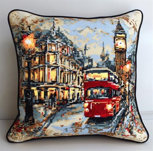 Hdfvlfdsa Kreuzstich Kissen Set Londoner Straßen 45X45Cm Anfänger, Überwurf-Kissenbezug, Sofakissenbezug, Stickset, Kreuzstich Hdfvlfdsa Kreuzstich Kissen Set Londoner Straßen 45X45Cm Anfänger, Überwurf-Kissenbezug, Sofakissenbezug, Stickset, Kreuzstich von Hdfvlfdsa