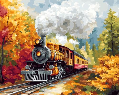 Hdfvlfdsa Kreuzstich-Set, 11 Karat, Gestempelt Nostalgiezug 60x80cm Einfache Muster, Stickerei, Kreuzstich-Zubehör von Hdfvlfdsa