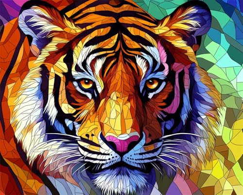 Hdfvlfdsa Kreuzstich-Set, 11 Karat, Gestempelt Tiger 60x80cm Einfache Muster, Stickerei, Kreuzstich-Zubehör von Hdfvlfdsa
