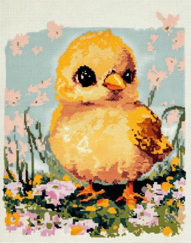 Hdfvlfdsa Kreuzstich Set Vorgedruckt, Küken 60x80cm Stickvorlagen Stickbilder Vorgedruckt Kreuzstich Stickpackungen Stickpackung Cross Stitch Embroidery Kit Stickset Sticken Set Erwachsene Anfänger von Hdfvlfdsa