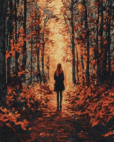 Hdfvlfdsa Kreuzstich Set Vorgedruckt, Mädchen Zu Fuß Im Wald 40X50Cm 11 Ct Kreuzstich Stickpackungen,Stickbilder Vorgedruckt Kreuzstich Für Wandkunst-Heimdekoration von Hdfvlfdsa