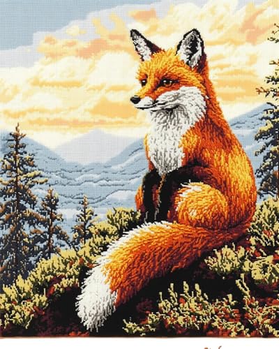 Hdfvlfdsa Kreuzstich Set Vorgedruckt,Fuchs 60x80cm 11 Ct Kreuzstich Stickpackungen,Stickbilder Vorgedruckt Kreuzstich Für Wandkunst-Heimdekoration von Hdfvlfdsa