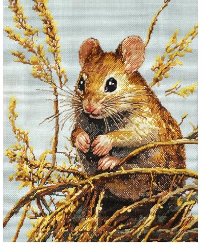 Hdfvlfdsa Kreuzstich Set Vorgedruckt Feldmaus 40X50Cm Stickvorlagen Stickbilder Vorgedruckt Kreuzstich Stickpackungen Stickpackung Cross Stitch Embroidery Kit Stickset Sticken Set Erwachsene Anfänger von Hdfvlfdsa