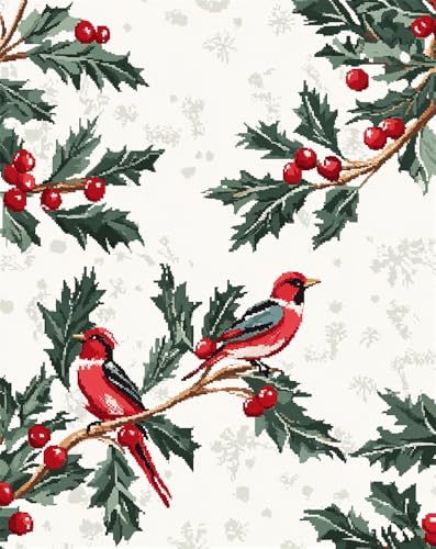 Hdfvlfdsa Kreuzstich-Set Zum Selbermachen 11 Ct Weihnachtsstechpalme Und Krächzen 60x80cm Von Vorgedruckten Stick-Starter-Sets Für Anfänger, Lesen Von Picasso von Hdfvlfdsa
