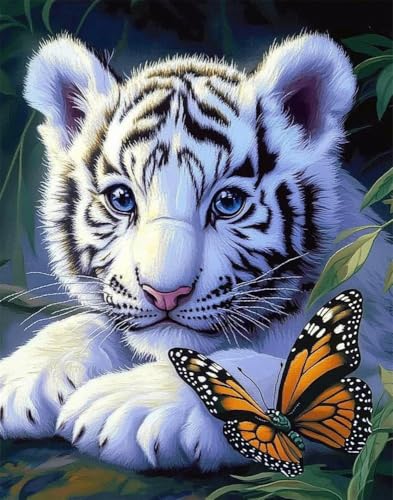 Hdfvlfdsa Kreuzstich Stickpackungen Erwachsene, Weißer Tiger Und Schmetterlingsjunges 40X50Cm Stickvorlagen Vorgedruckt Kreuzstich Stickpackung Zum Sticken Starter Set Für Erwachsene Kinder Anfänger Hdfvlfdsa Kreuzstich Stickpackungen Erwachsene, Weißer Tiger Und Schmetterlingsjunges 40X50Cm Stickvorlagen Vorgedruckt Kreuzstich Stickpackung Zum Sticken Starter Set Für Erwachsene Kinder Anfänger von Hdfvlfdsa