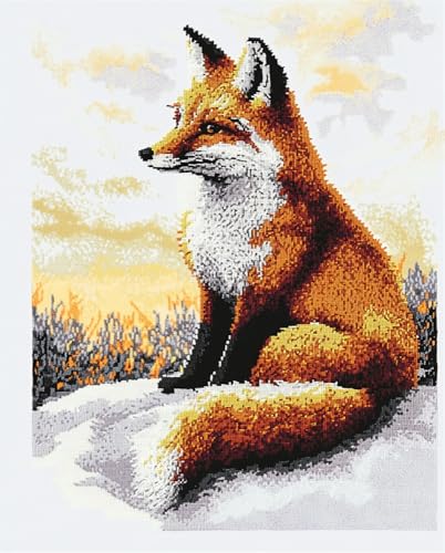 Hdfvlfdsa Kreuzstich Stickpackungen Vorgedruckt Set Fuchs 60x80cm Stickvorlagen Stickbilder Vorgedruckt Kreuzstich Stickpackung Sticken Stickbild Set Für Erwachsene Anfänger, Cross Stitch Kit von Hdfvlfdsa