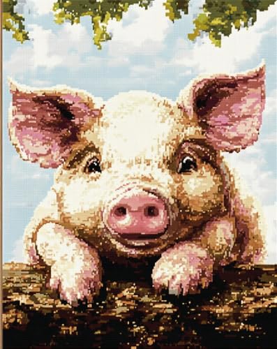 Hdfvlfdsa Kreuzstich Stickpackungen Vorgedruckt Set Schwein 60x80cm Stickvorlagen Stickbilder Vorgedruckt Kreuzstich Stickpackung Sticken Stickbild Set Für Erwachsene Anfänger, Cross Stitch Kit von Hdfvlfdsa