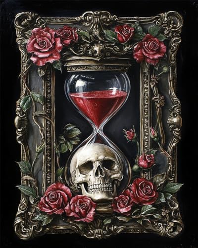Hdfvlfdsa Reuzstich Stickpackung 11Ct Sticken Set Erwachsene Kreuzstichpersonalisierte Sanduhr Und Totenkopf 40X50Cm Diy Stickbilder Vorgedruckt Kreuzstich Für Anfänger Home Decor von Hdfvlfdsa