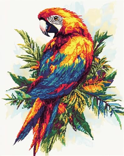 Hdfvlfdsa Reuzstich Stickpackung 11Ct Sticken Set Erwachsene Kreuzstichvogel Papagei 60x80cm Diy Stickbilder Vorgedruckt Kreuzstich Für Anfänger Home Decor von Hdfvlfdsa