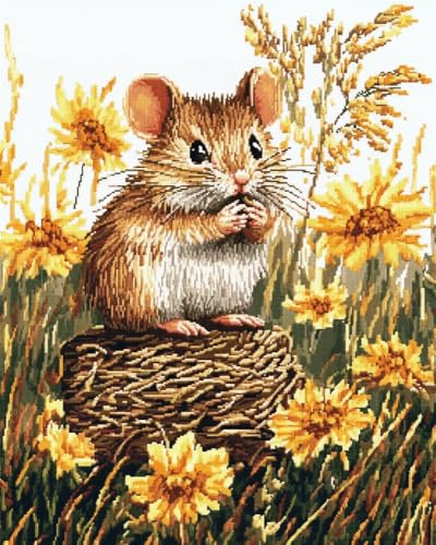 Kreuzstich Set Vorgedruckt, Stickvorlagen Stickbilder Vorgedruckt Feldmaus 60x80cm Kreuzstich Stickpackungen Stickpackung Cross Stitch Embroidery Kit Stickset Sticken Set Erwachsene Anfänger von Hdfvlfdsa