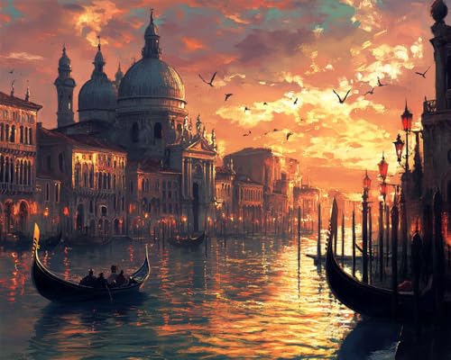 Kreuzstich Set Vorgedruckt, Wasserstadt Venedig 60x80cm Stickvorlagen Stickbilder Vorgedruckt Kreuzstich Stickpackungen Stickpackung Cross Stitch Embroidery Kit Stickset Sticken Set Erwachse von Hdfvlfdsa