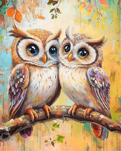 Kreuzstich Set Vorgedruckt, Zwei Süße Eulen 40X50Cm Stickvorlagen Stickbilder Vorgedruckt Kreuzstich Stickpackungen Stickpackung Cross Stitch Embroidery Kit Stickset Sticken Set Erwachsene A von Hdfvlfdsa