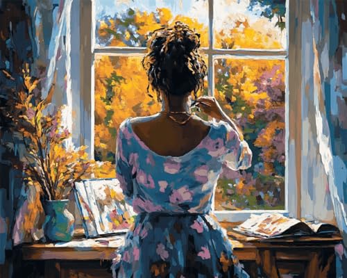 Kreuzstich Set Vorgedruckt Frau Malt Unter Dem Fenster 60x80cm Stickvorlagen Stickbilder Vorgedruckt Kreuzstich Stickpackungen Stickpackung Cross Stitch Embroidery Kit Stickset Sticken Set E von Hdfvlfdsa