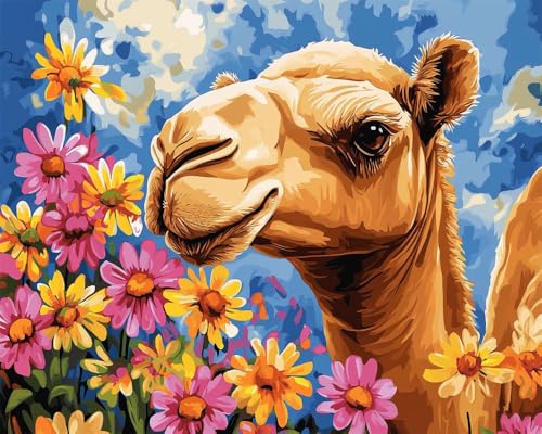 Kreuzstich Set Vorgedruckt Kamel Zwischen Bunten Gänseblümchen 60x80cm Stickvorlagen Stickbilder Vorgedruckt Kreuzstich Stickpackungen Stickpackung Cross Stitch Embroidery Kit Stickset Stick von Hdfvlfdsa