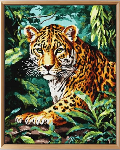 Kreuzstich Stickpackungen Vorgedruckt Set Erwachsene, Dschungelleopard 40X50Cm Stickvorlagen Stickbilder Vorgedruckt Kreuzstich Stickpackung Sticken Stickbild Set Für Erwachsene Anfänger Cro von Hdfvlfdsa