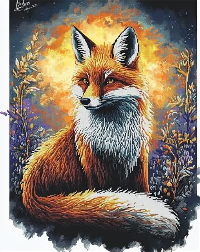 Kreuzstich Stickpackungen Vorgedruckt Set Erwachsene, Fuchs 30x40cm Stickvorlagen Stickbilder Vorgedruckt Kreuzstich Stickpackung Sticken Stickbild Set Für Erwachsene Anfänger Cross Stitch K von Hdfvlfdsa
