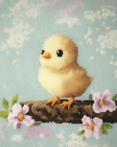 Kreuzstich Stickpackungen Vorgedruckt Set Erwachsene, Küken 60x80cm Stickvorlagen Stickbilder Vorgedruckt Kreuzstich Stickpackung Sticken Stickbild Set Für Erwachsene Anfänger Cross Stitch K von Hdfvlfdsa