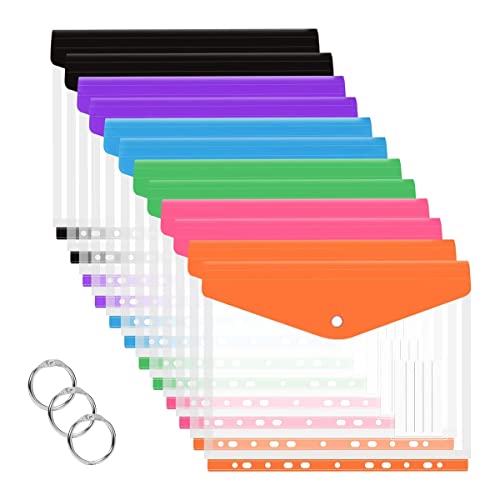 Hduacuge 12 Stück DIN A4 Binder Pocket Umschläge, dehnbar, Kunststoff, transparent, für Ringbuch, Druckknopf Hduacuge 12 Stück DIN A4 Binder Pocket Umschläge, dehnbar, Kunststoff, transparent, für Ringbuch, Druckknopf von Hduacuge