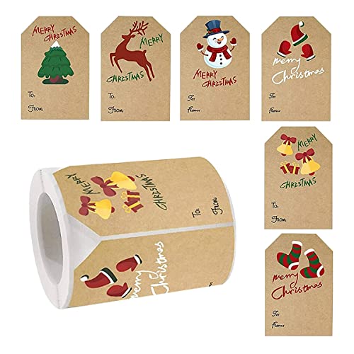 Hduacuge Aufkleber für Weihnachtsetiketten, Aufkleber für , 250 Stück/Rolle mit Etiketten, , 6 Stile Hduacuge Aufkleber für Weihnachtsetiketten, Aufkleber für , 250 Stück/Rolle mit Etiketten, , 6 Stile von Hduacuge