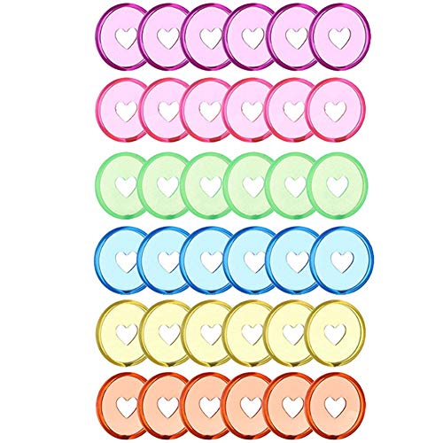 Wresetly 60 Stück 24 mm Kunststoff Buchbindereiben, Discbound Erweiterungsscheiben, Herz Binder Ringe Pilz Loch für DIY Notizbücher von Hduacuge